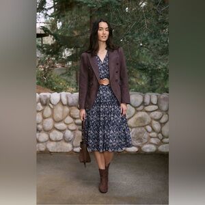 Korye Navy Floral Ruffle Dress